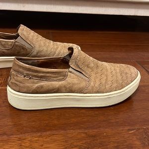 Gently used Size 6.5 sofft name brand leather slip ons with suede front